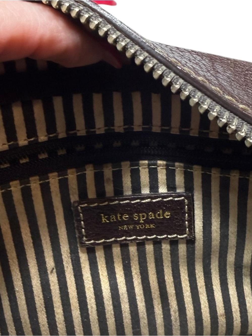Vintage Kate Spade Brown Leather Satchel Bag - Picture 9 of 12